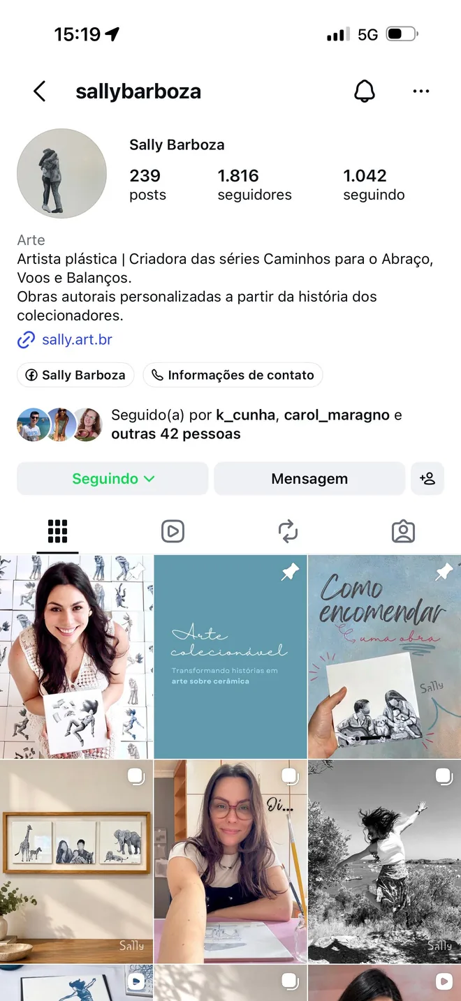 Perfil de Sally no Instagram